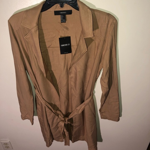 FOREVER21 Tan/Camel Belted Casual Duster Cardigan - Picture 3 of 4